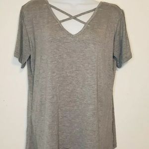 Top V-Neck Criss Cross Casual Tee T-Shirt